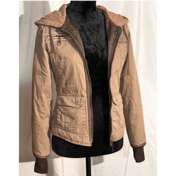 Billabong Jacket, Brown, Zipper, Distressed, Hood, Size Small - Picture 2 of 15